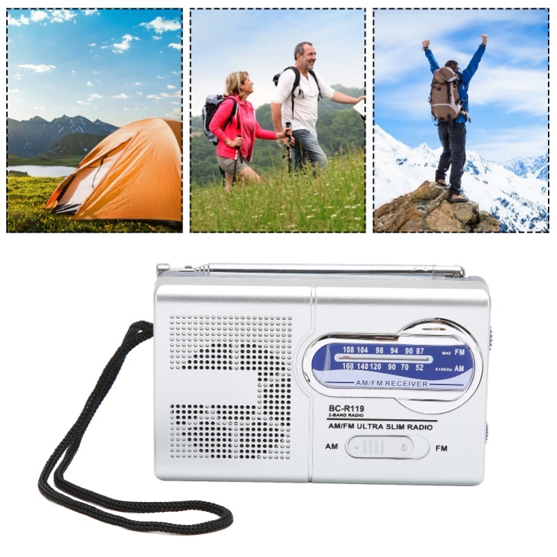 Cycling - Tragbares Taschenradio AM/FM, multifunktionales, klassisches, silbergraues,
